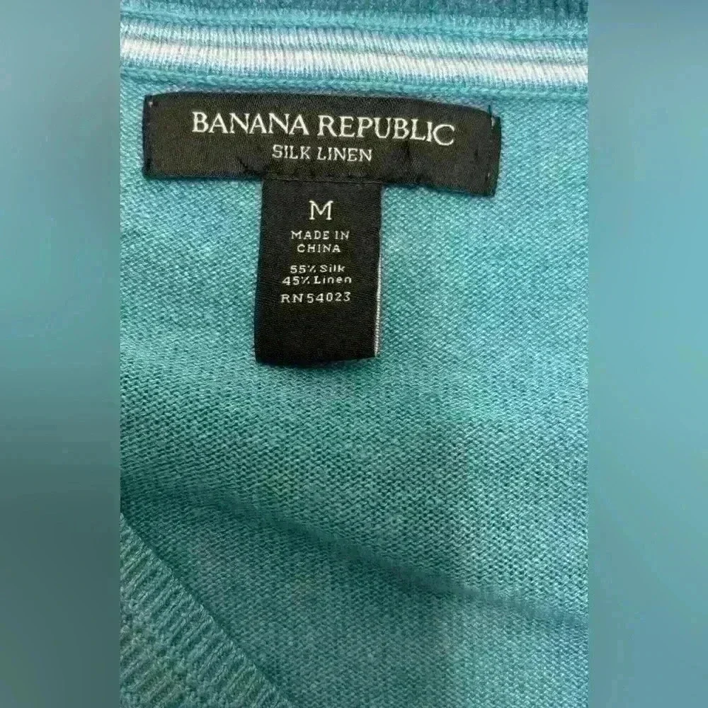 Banana Republic Men’s V-neck Pullover Sweater Silk Linen Blend Size Medium